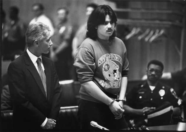 Kenneth Houseknecht at sentencing with his lawyer Wayne Natale on Sept. 17, 1991.