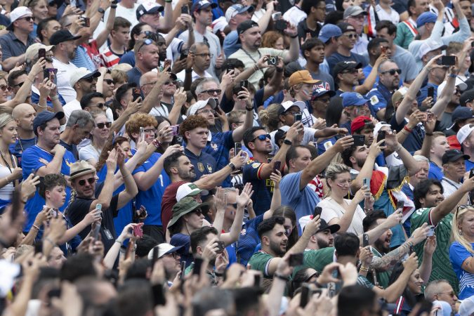 France fans, whether from there or from here, in the stands for Les Bleus' group game against Iraq in Philadelphia.