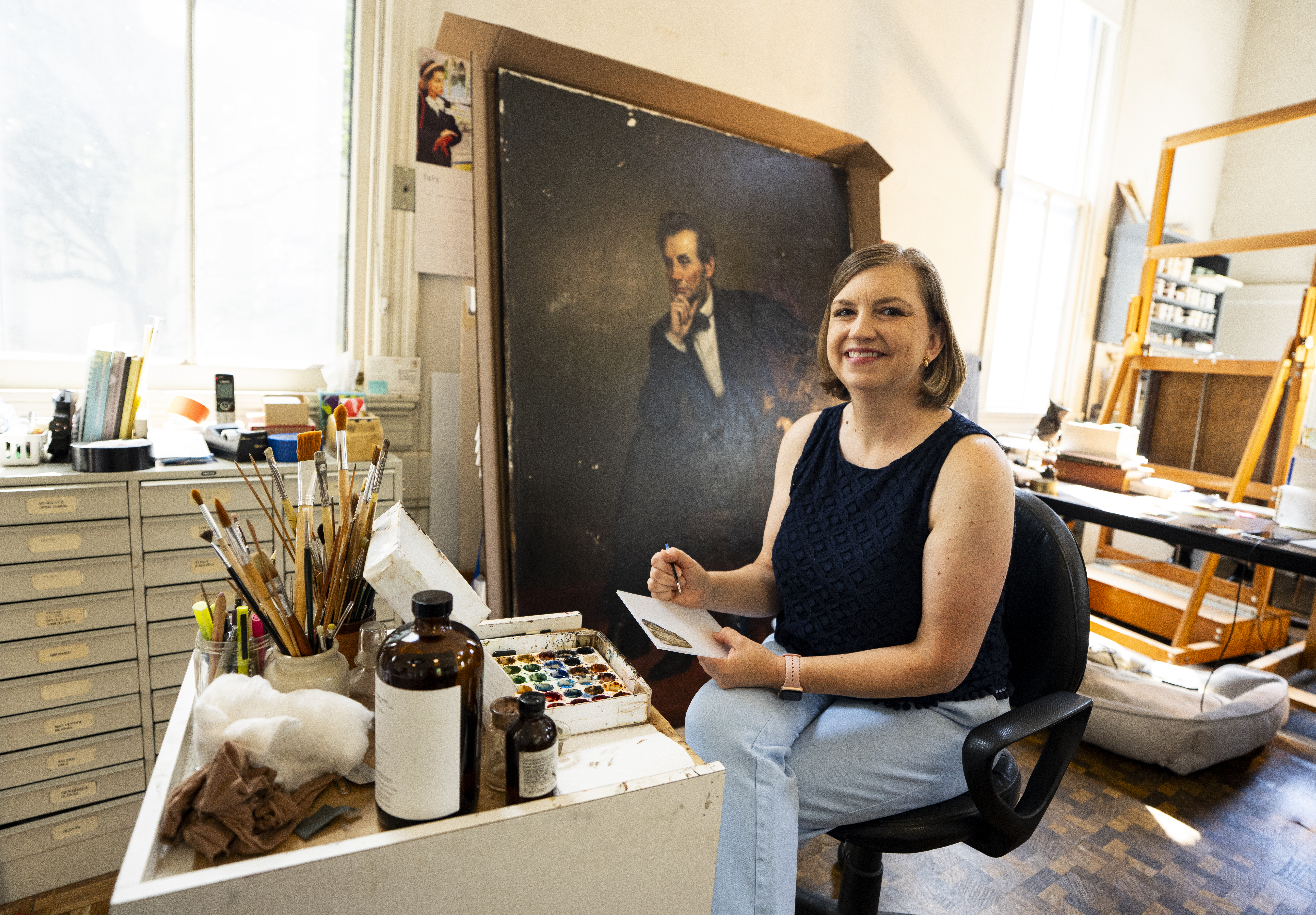 Inside the gentle, careful work of restoring famous paintings of Lincoln