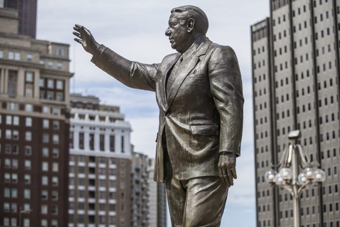 The Frank Rizzo statue is repaired, and the search for a new location is underway