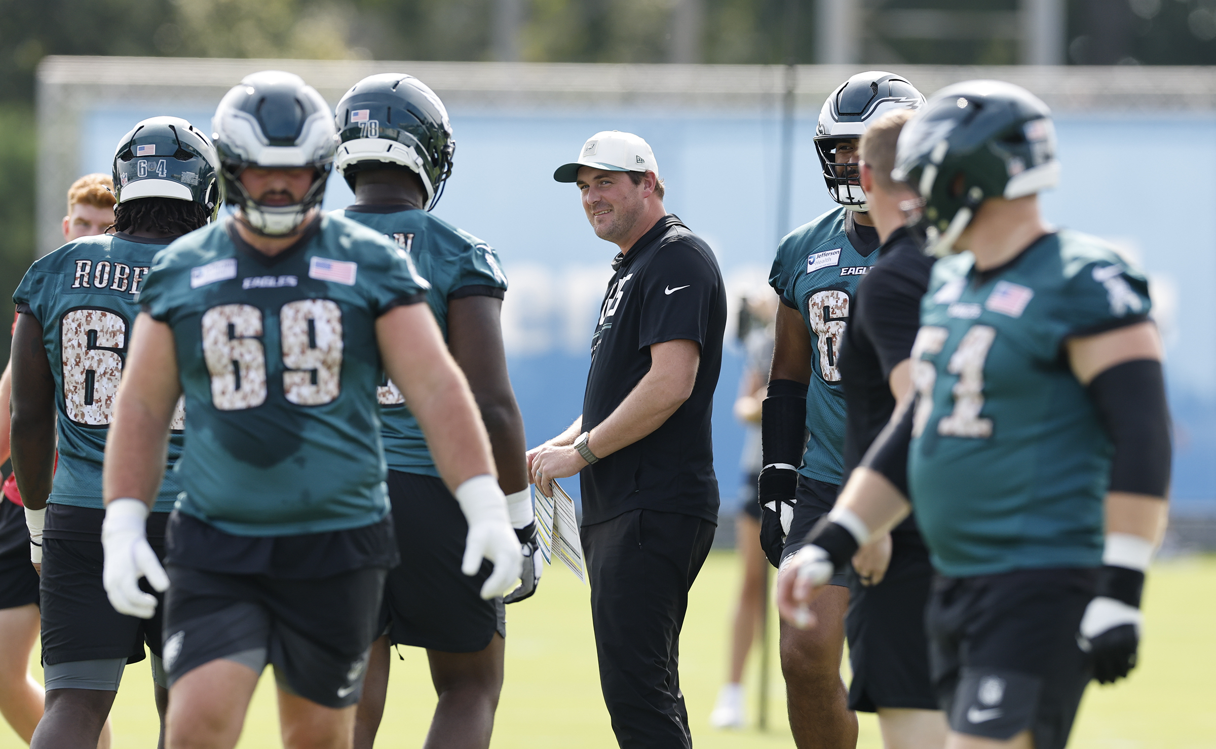 Eagles OC Sean Mannion talks impending offensive line shift: ‘Confident that guys are going to be able to step up’