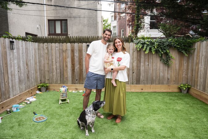 Their Spring Garden backyard was all brick. They replaced it with kid-friendly play space.