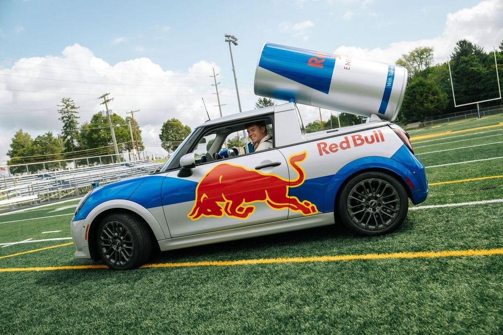 Cooper DeJean signs with Red Bull — and gets a Mini Cooper with a giant can to drive around practice