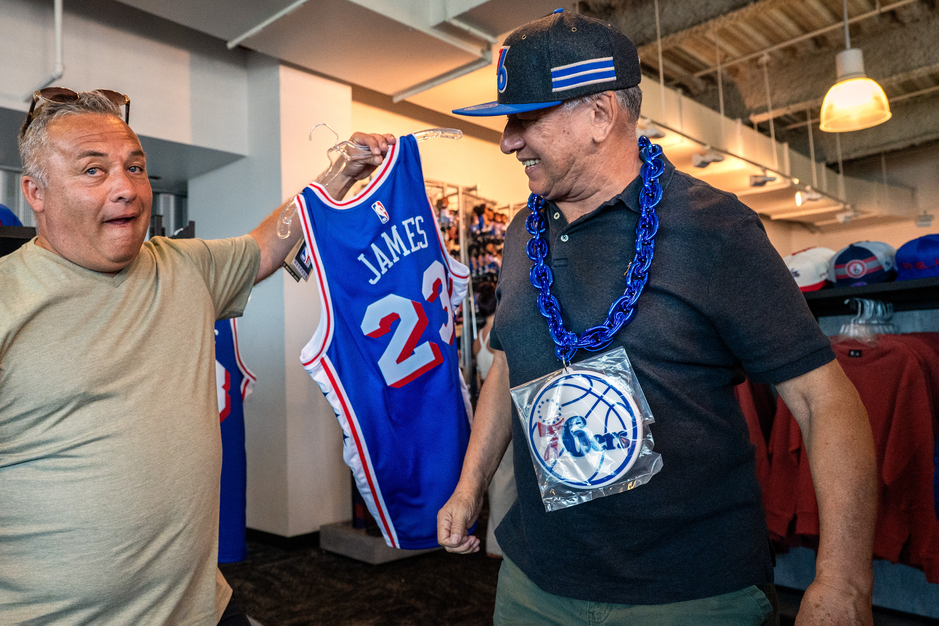 The LeBron hype has not died down as Sixers fans line up outside the arena for James and Jaylen Brown jerseys