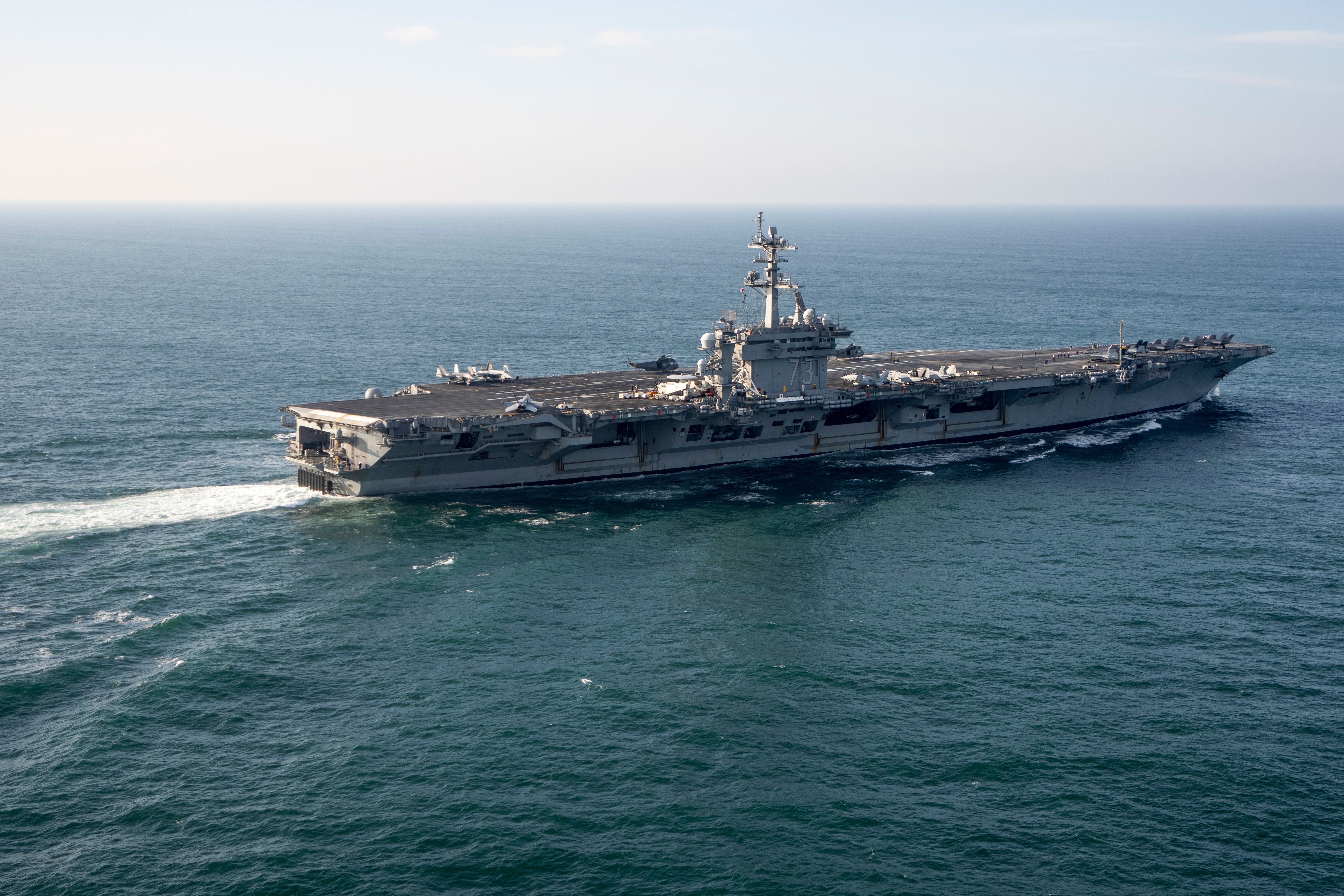 U.S. aircraft carrier arrives in Middle East, relieving long-deployed USS Lincoln