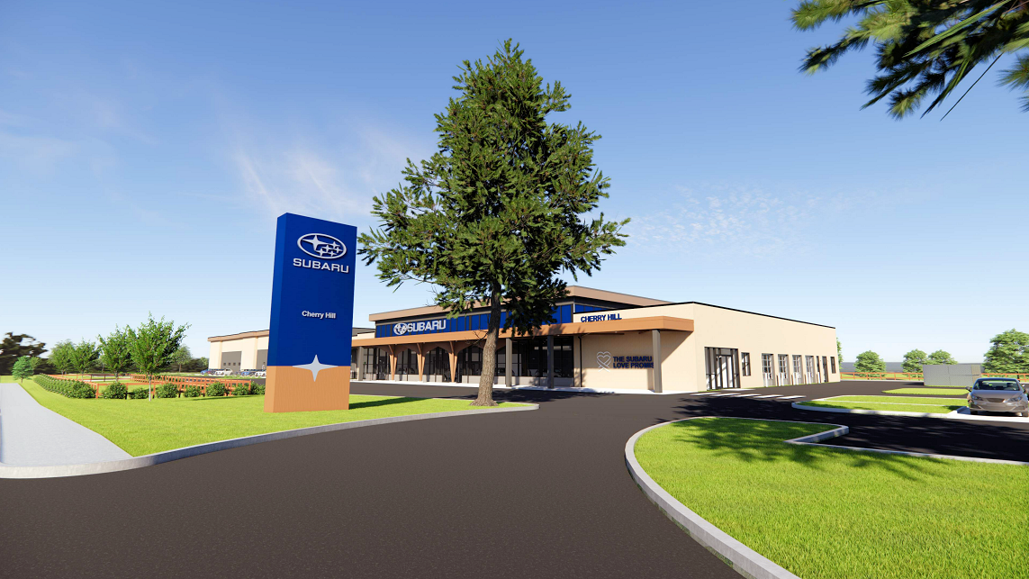 A rendering of the new Subaru dealership planned for Route 70 eastbound in Cherry Hill.