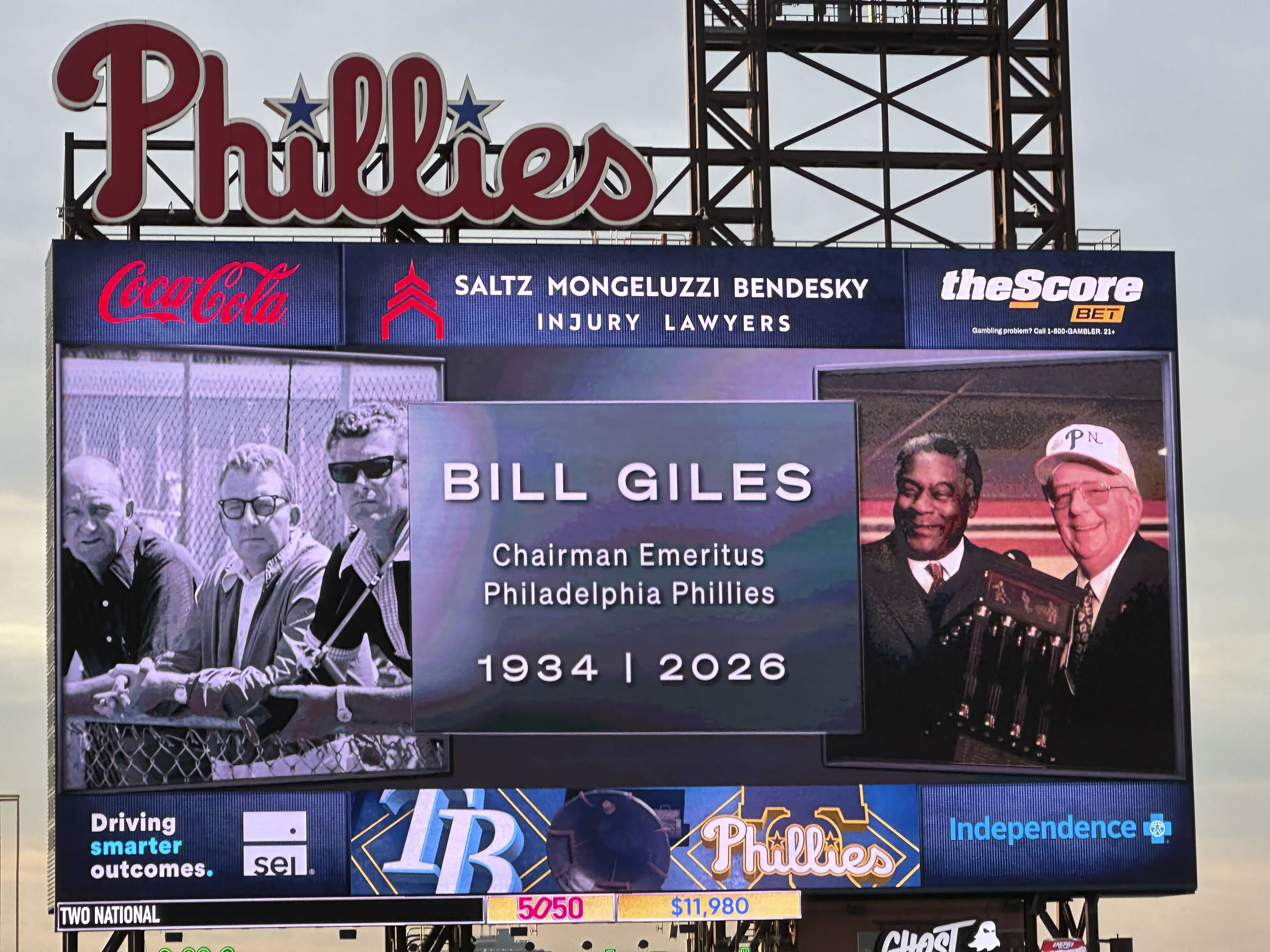 Bill Giles, the former Phillies owner who helped create the Phillie Phanatic, has died at 92