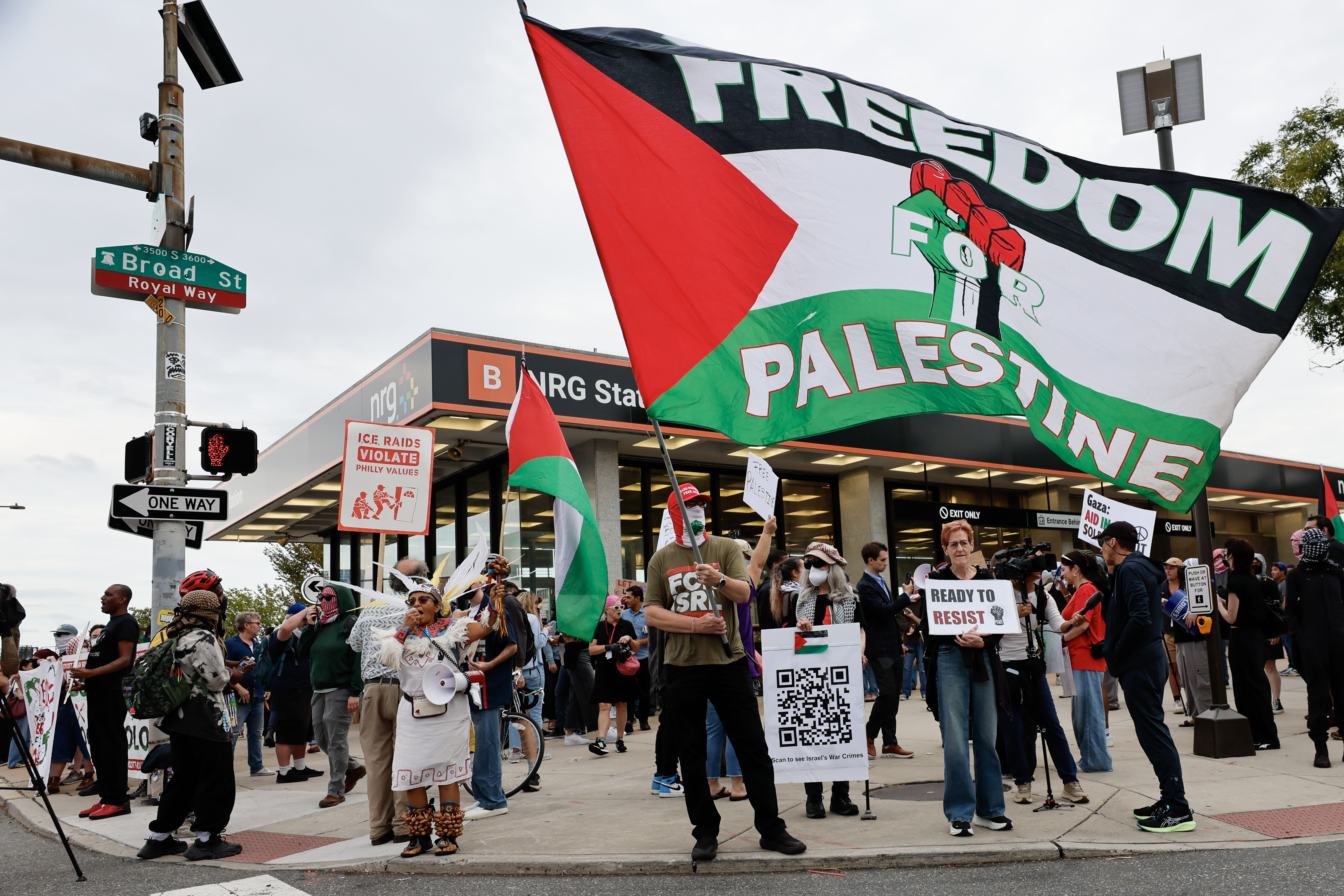 Demonstrators descend on the Linc ahead of Ed Sheeran concert, decrying Macklemore’s removal from the tour for his pro-Palestinian comments