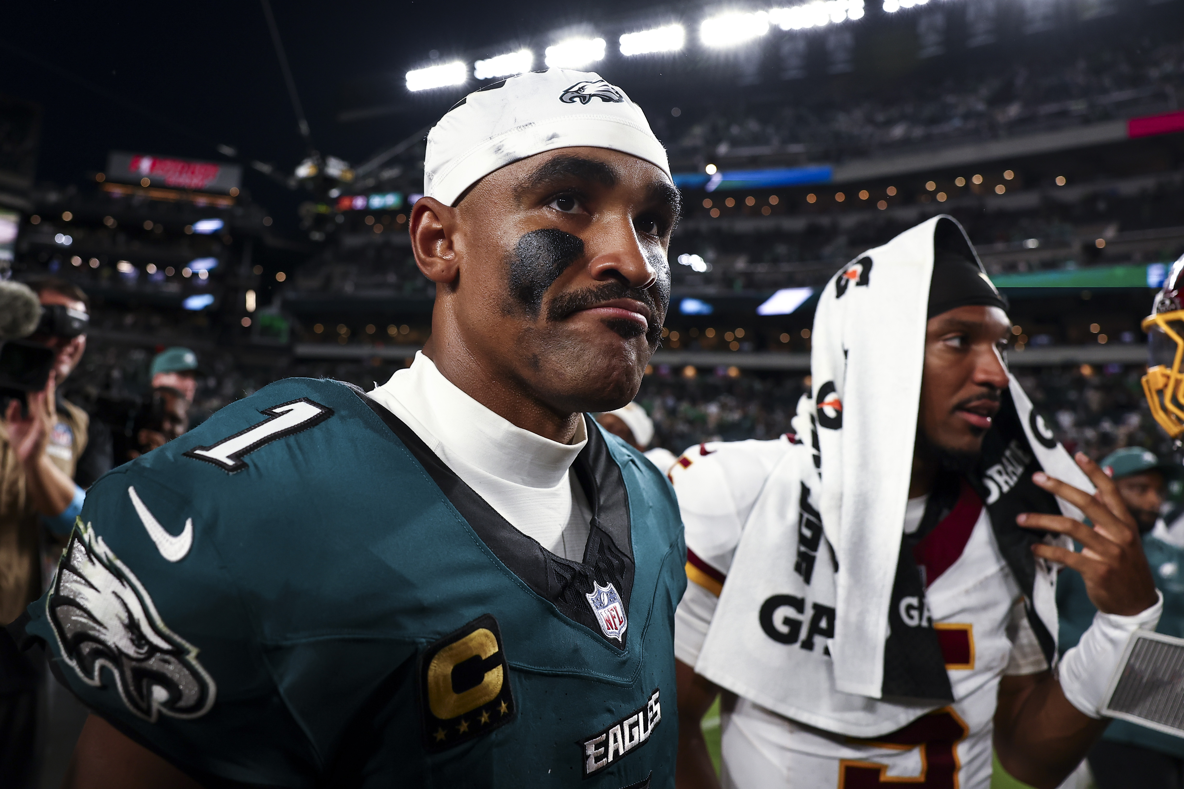 Jalen Hurts used his arm, legs, and mind to beat the Commanders. He also helped the Eagles mask some O-line issues.