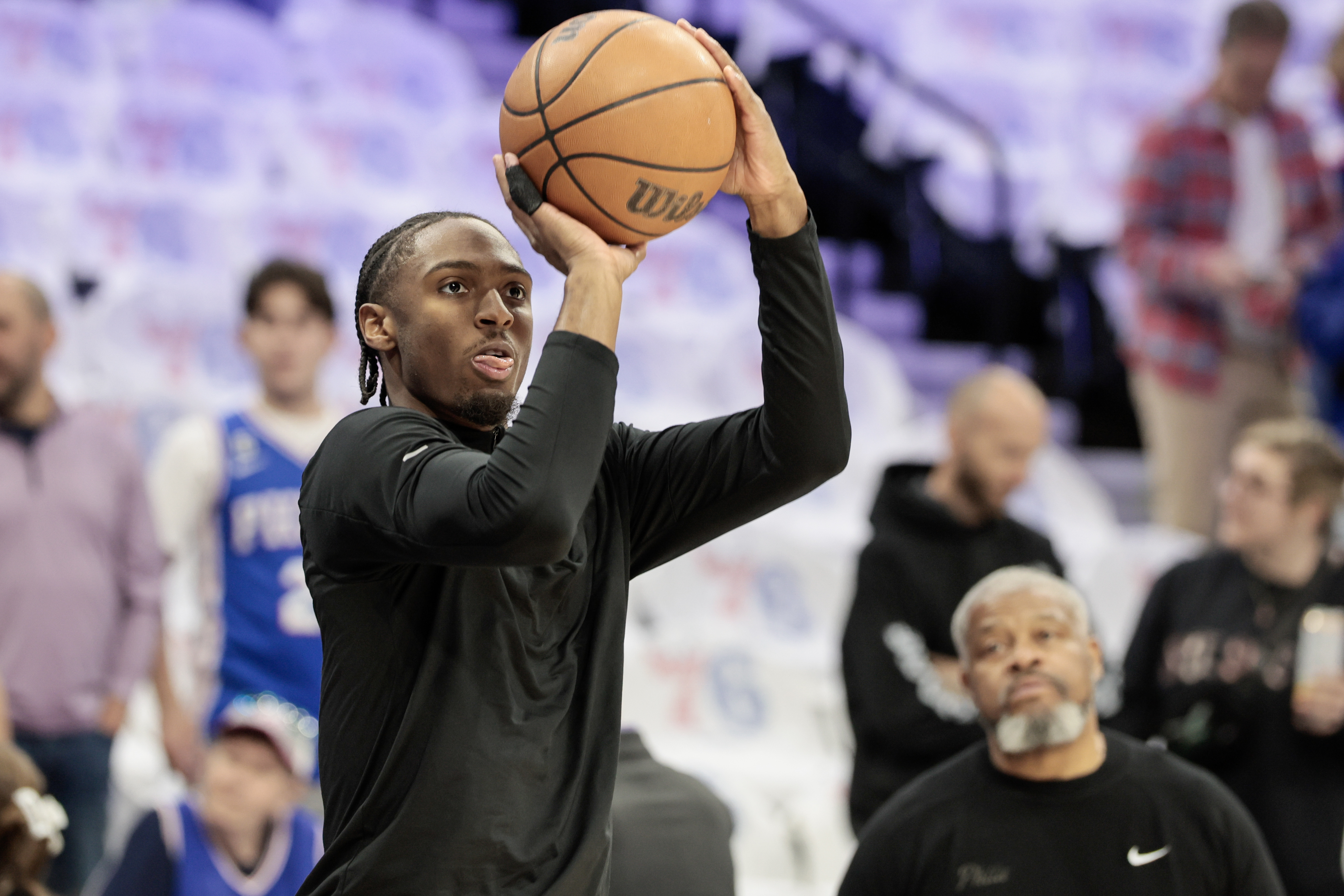 The Sixers’ star-studded lineup could mean big things for Tyrese Maxey’s three-point shooting