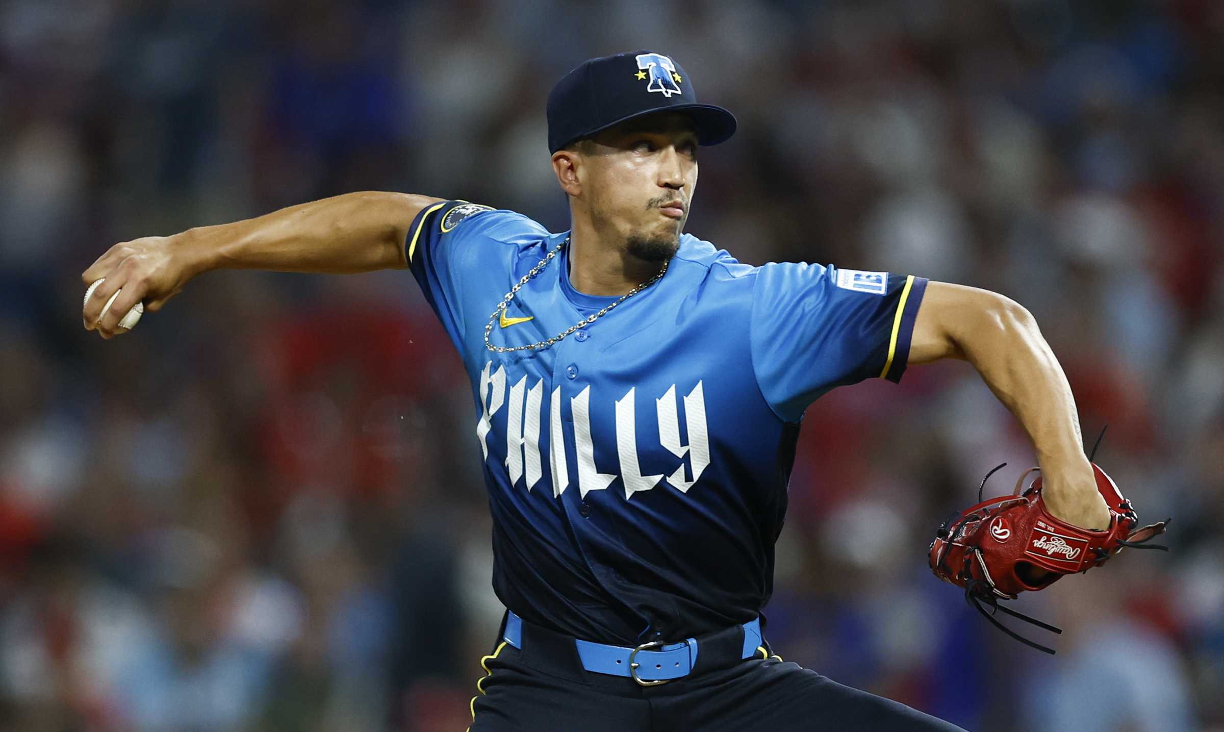 Phillies pitcher Alex McFarlane throws against the Atlanta Braves on Friday, Sept. 4.