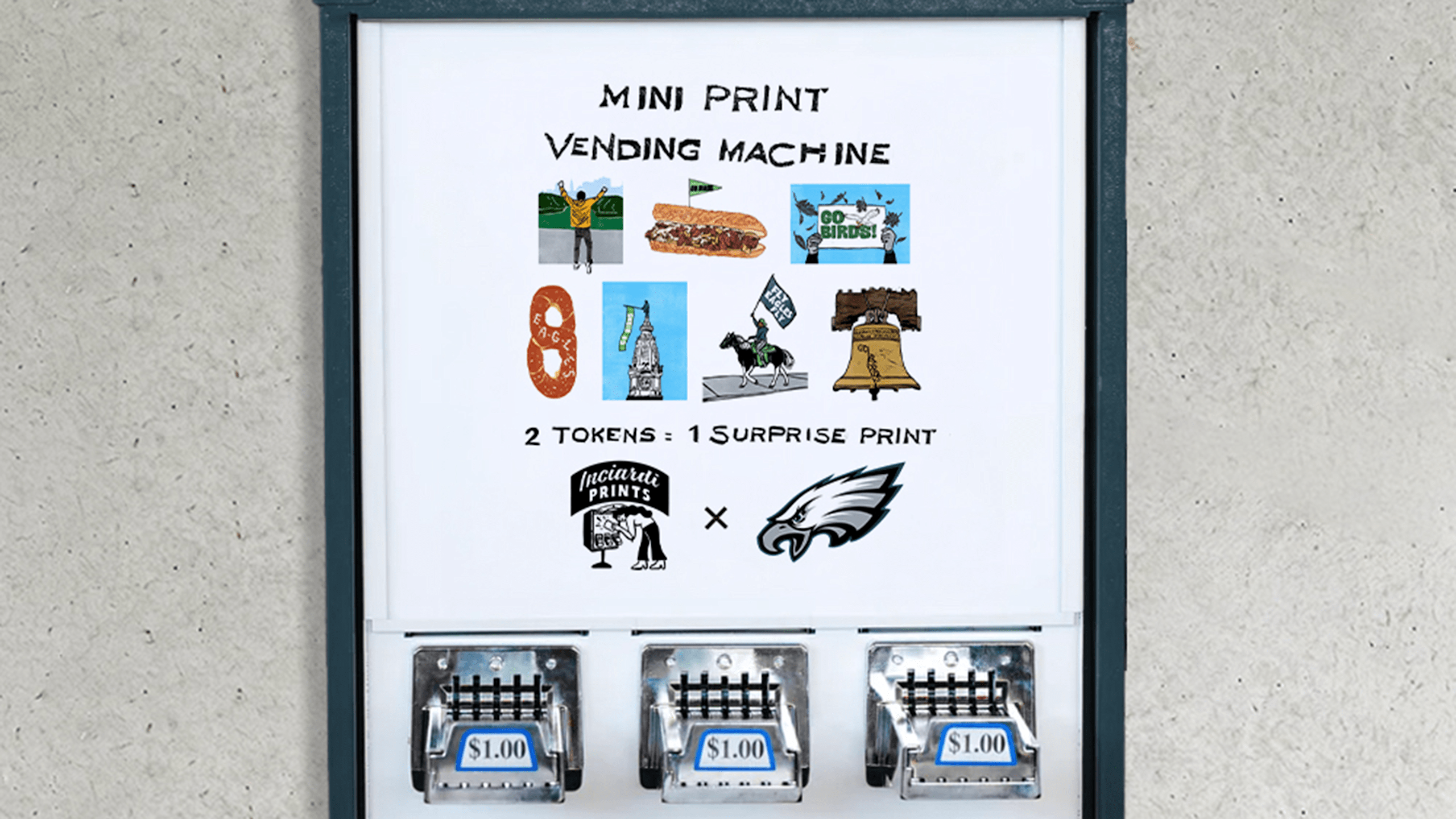 The Eagles have teamed up with Anastasia Inciardi, who's best known for popularizing vending machine art nationwide. Inciardi has Philly ties and has worked with many big brands, but never the NFL.