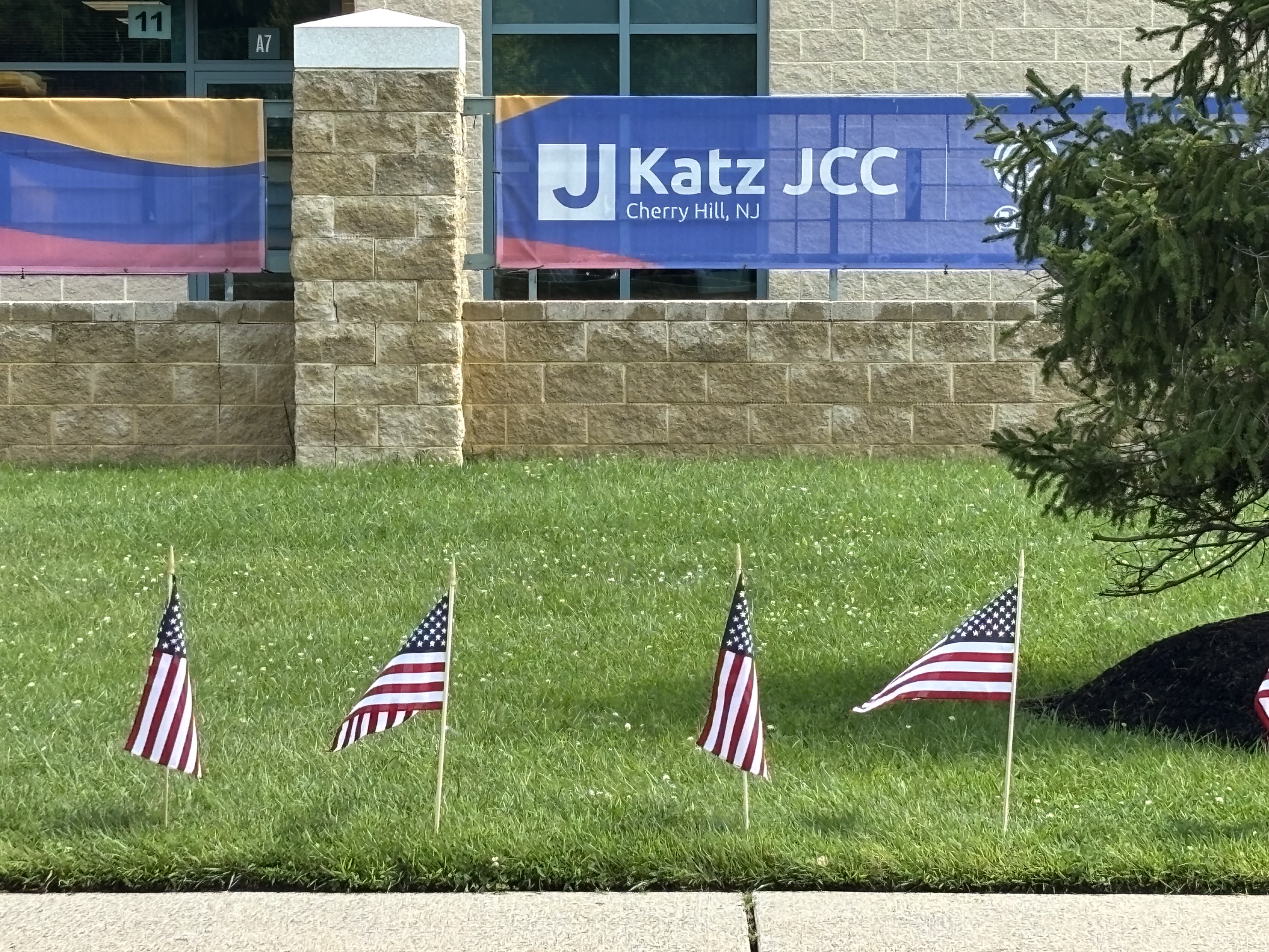 Flags in commemoration of 9/11 at Katz JCC in Cherry Hill, NJ.