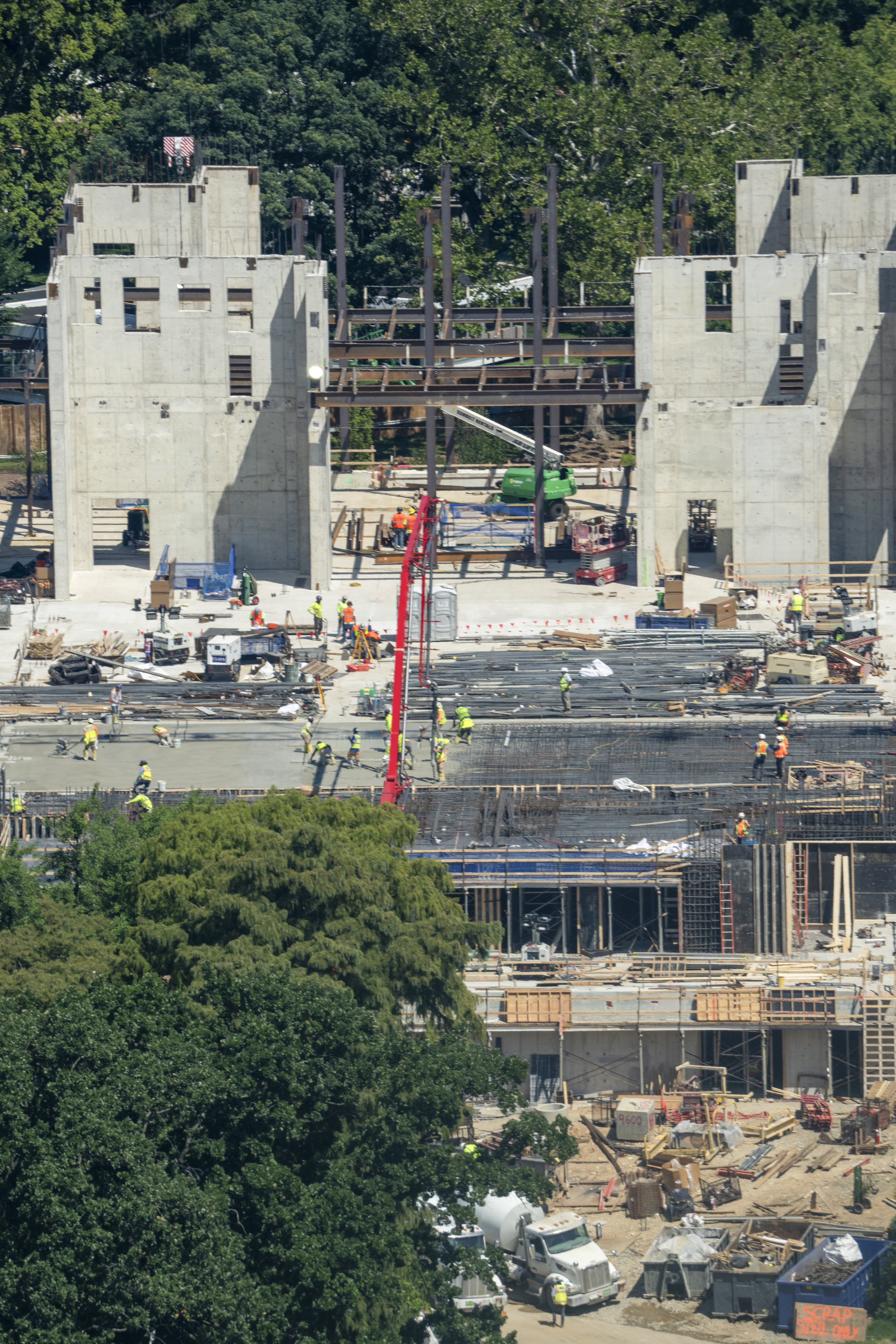 Construction crews work on the ballroom at the White House grounds in Washington on Aug. 19. In his breakneck construction of a grand ballroom and in many other initiatives, critics say, the president has tried to outrun judicial review.