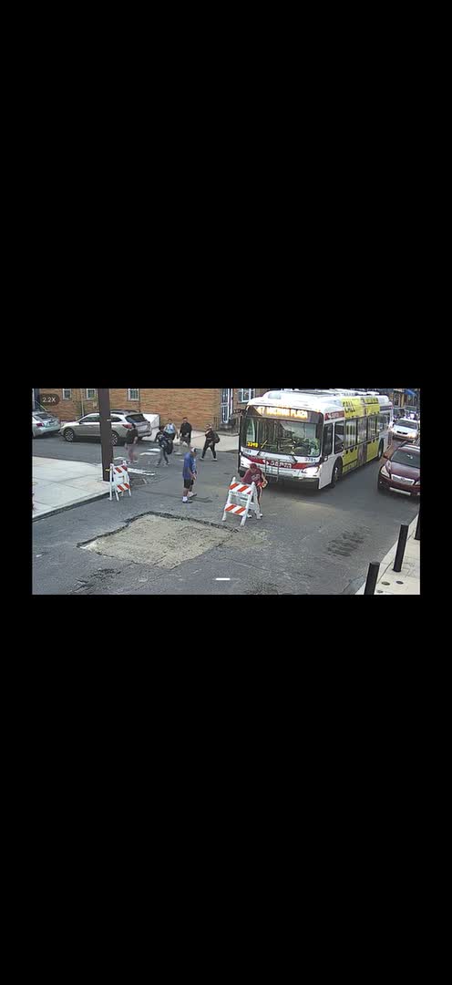 SEPTA bus passengers direct bus driver to drive through wet concrete