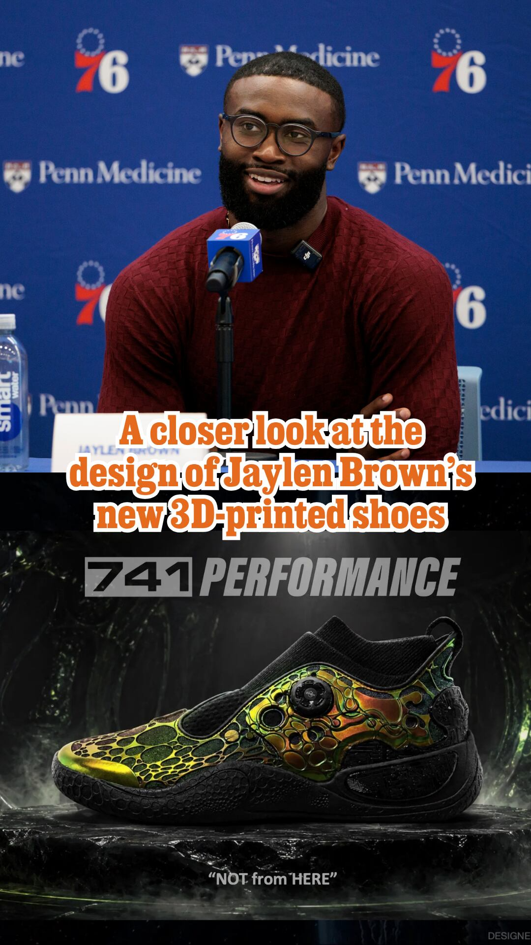 A closer look at the design of Jaylen Brown's new 3D-printed shoes