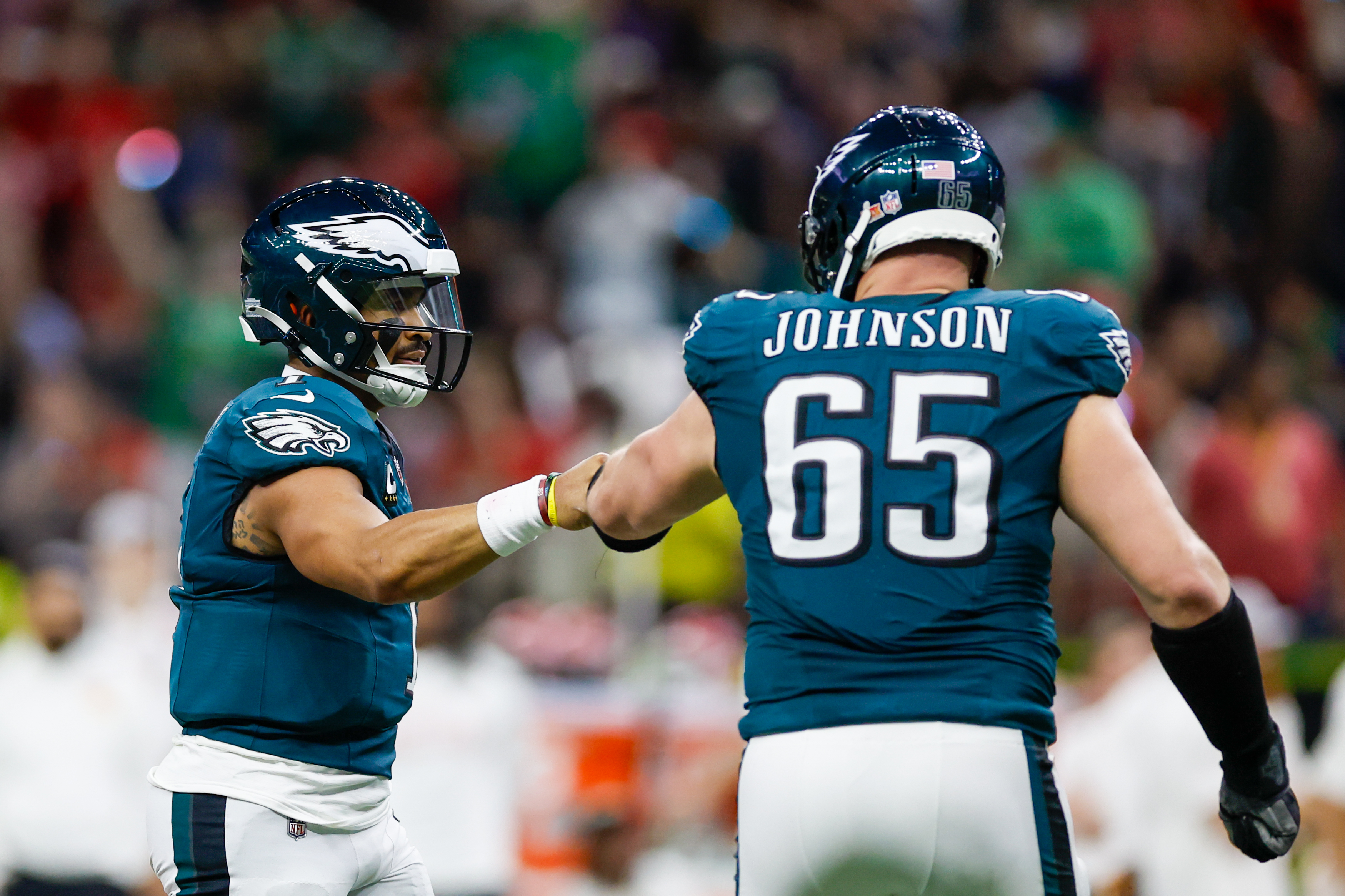 Lane Johnson has protected Jalen Hurts since 2021, and the pair won a Super Bowl together last year.