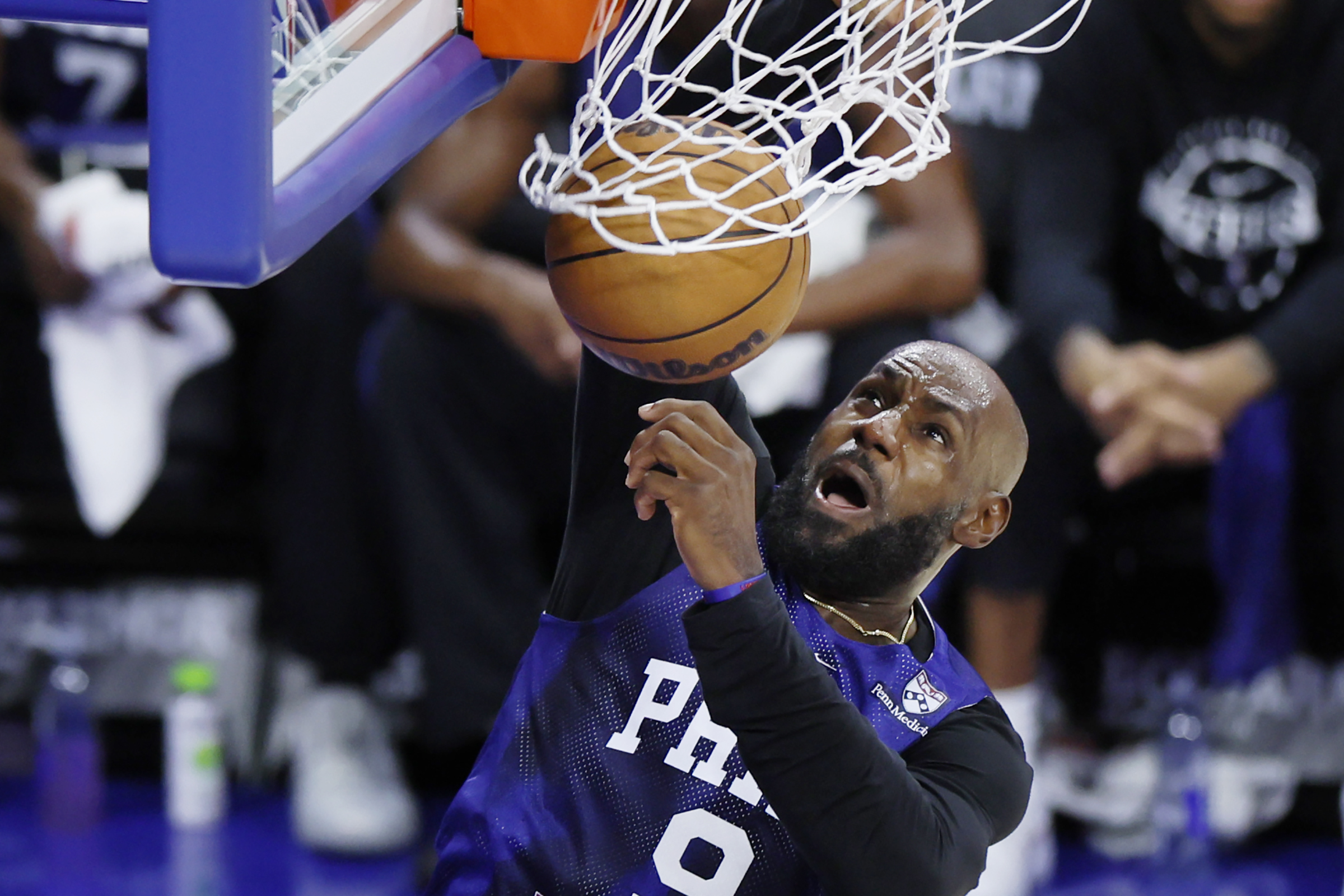 LeBron James makes first public appearance at Blue x White scrimmage and puts on show for ‘Philly faithful’