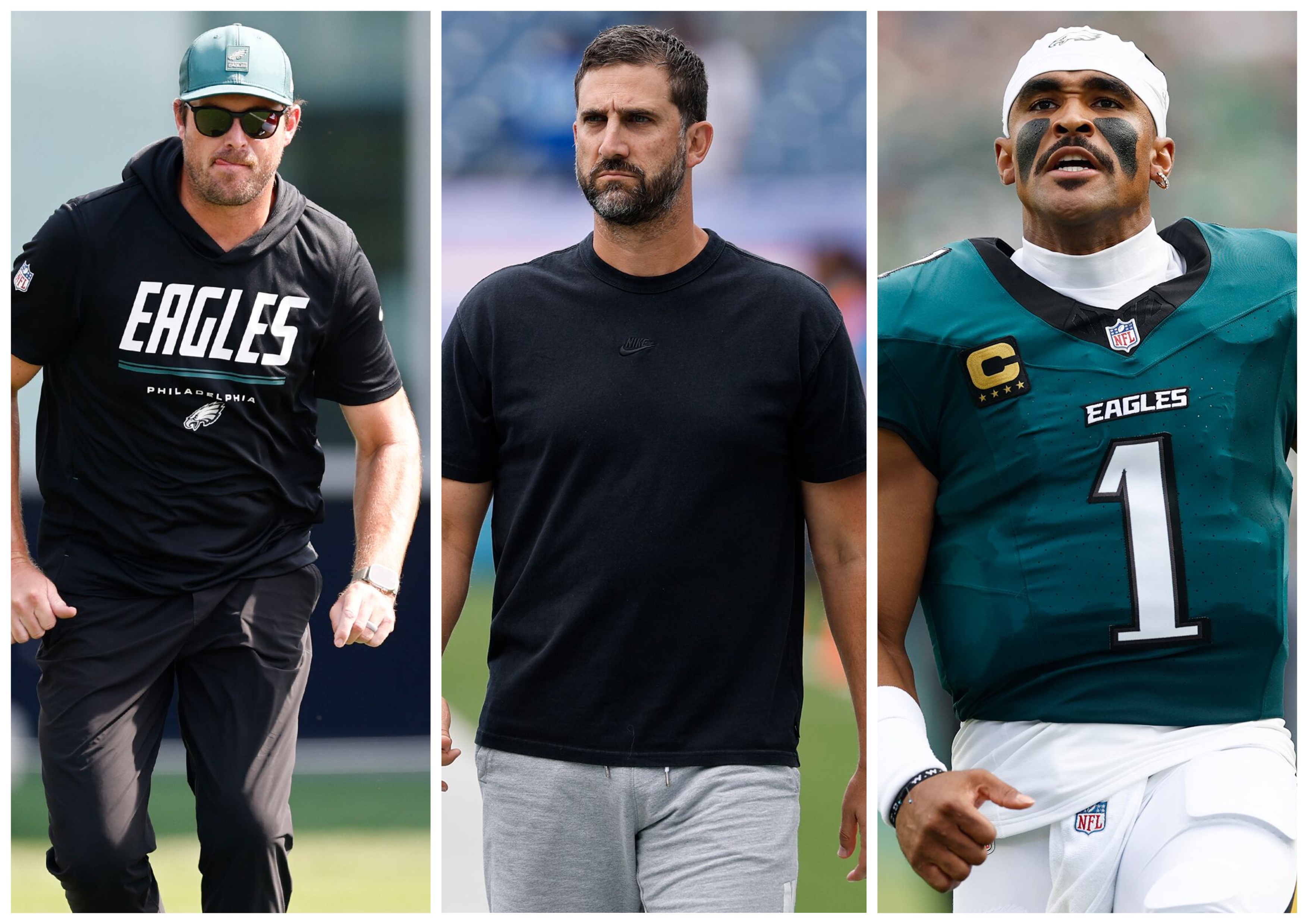 What percentage of the offensive blame belongs to Sean Mannion, Nick Sirianni and/or Jalen Hurts?